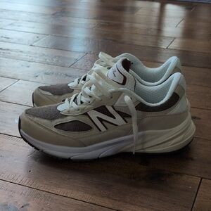 New Balance X Loro Piana Beige and White Sneakers